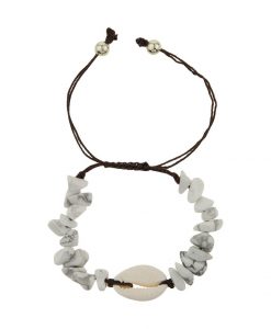 دستبند زنانه دریایی ترکیب صدف و سنگ سفید
