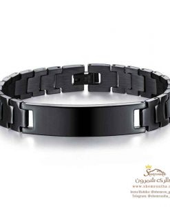 دستبند مردانه مشکی پلاک دار BNG565B0