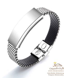 دستبند مردانه مدل بند ساعتی تمام سیلور BNG568S0