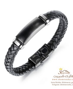 دستبند مردانه چرم مشکی BNG559B0