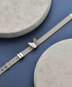 دستبند زنانه ساعتی پروانه سیلور مدل BNG765S0