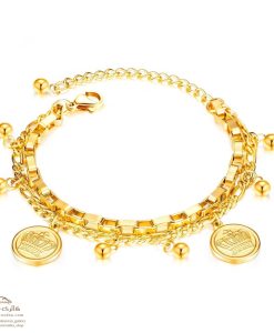 دستبند زنانه چندرشته آویز تاج طلایی BNG812G0